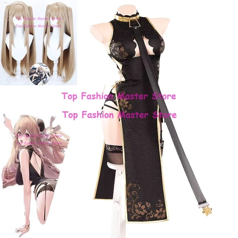 

Azur Lane USS Anchorage Cosplay Costume Wig Game USS Anchorage Sexy Cheongsam Party Dress Women Halloween Costumes