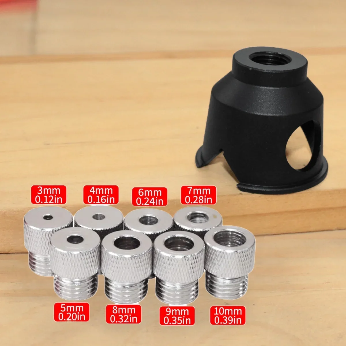 Holzbearbeitungs-Aluminium-Dübellehren-Set, 3-10mm Bohrführung für Gerade Löcher, Vertikales Bohren und Präzise Ausrichtung – Detail 6