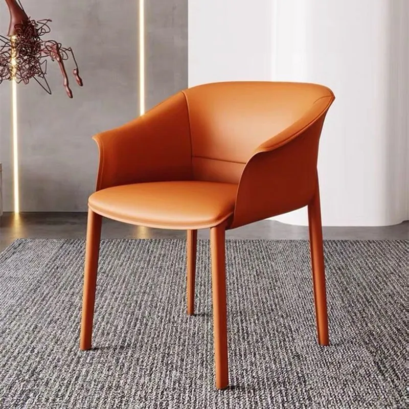 Leather Backrest Dining Nordic Chair Metal Ergonomic Kitchen Chair Luxury Nail Computer Chaises Salle Manger Kitchen Furniture