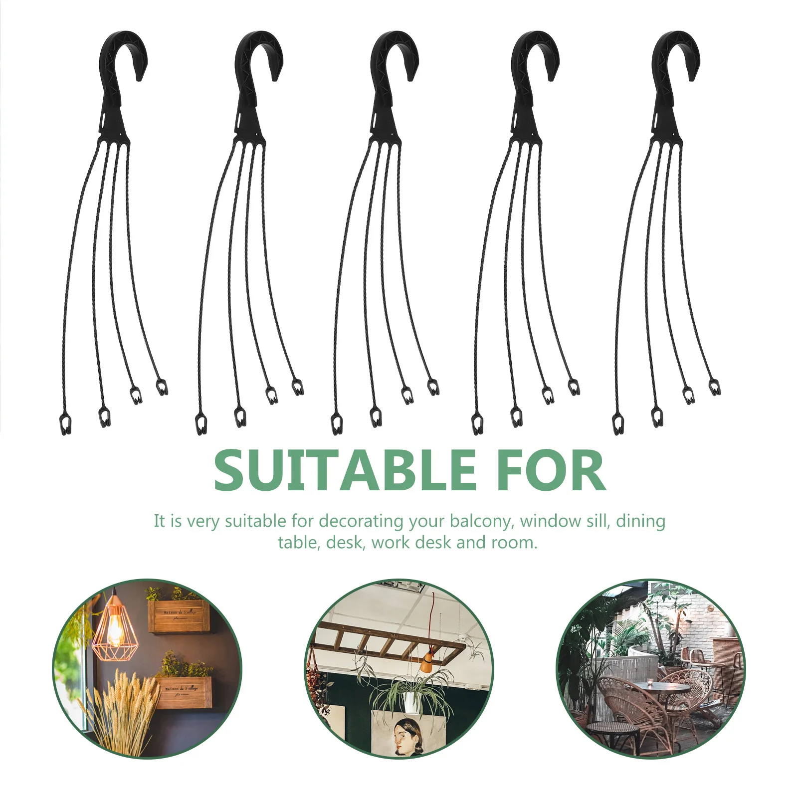 

5Pcs Hanging Planter Hooks Wall Mounted Flowerpot Hangers Portable Garden Tools for Shelves Balconies Offices Homes