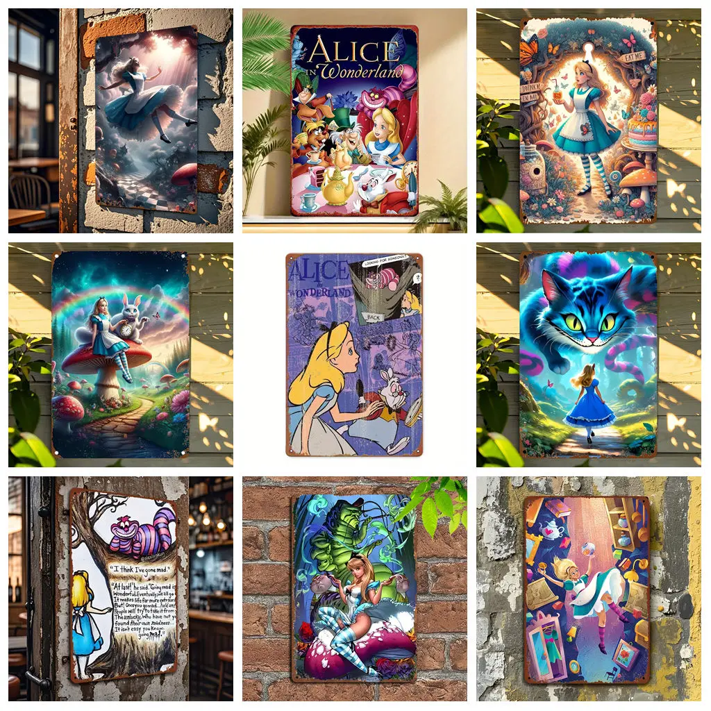 

Miniso Alice in Wonderland Fantasy Appreciation Decor Metal Signs Tin Sign Captain Poster Decor for Bar Pub Club Wall Decoration