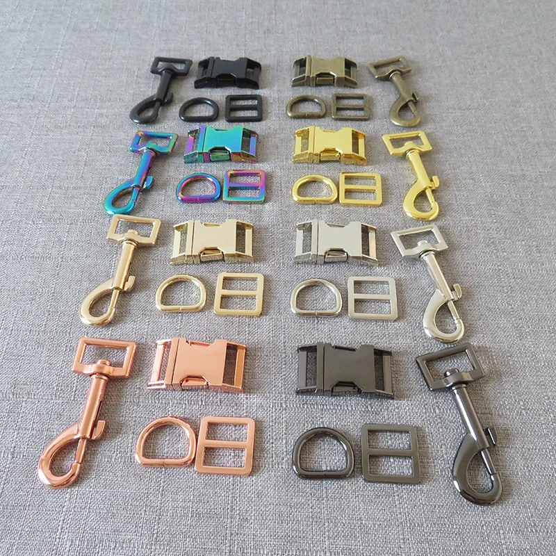 

20 Sets/Lot Strong 19mm Metal Buckle D Ring Straps Belt Adjuster Snap Hooks For Pet Dog Collar Leash Harness Accessory Hardware