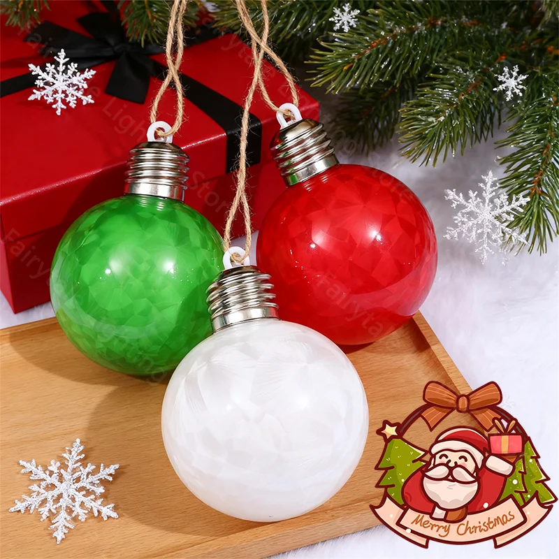 Bombilla LED colorida con forma de bola de Navidad, colgante de Material PET, decoración de árbol para acampar al aire libre, luz de ambiente para fiesta