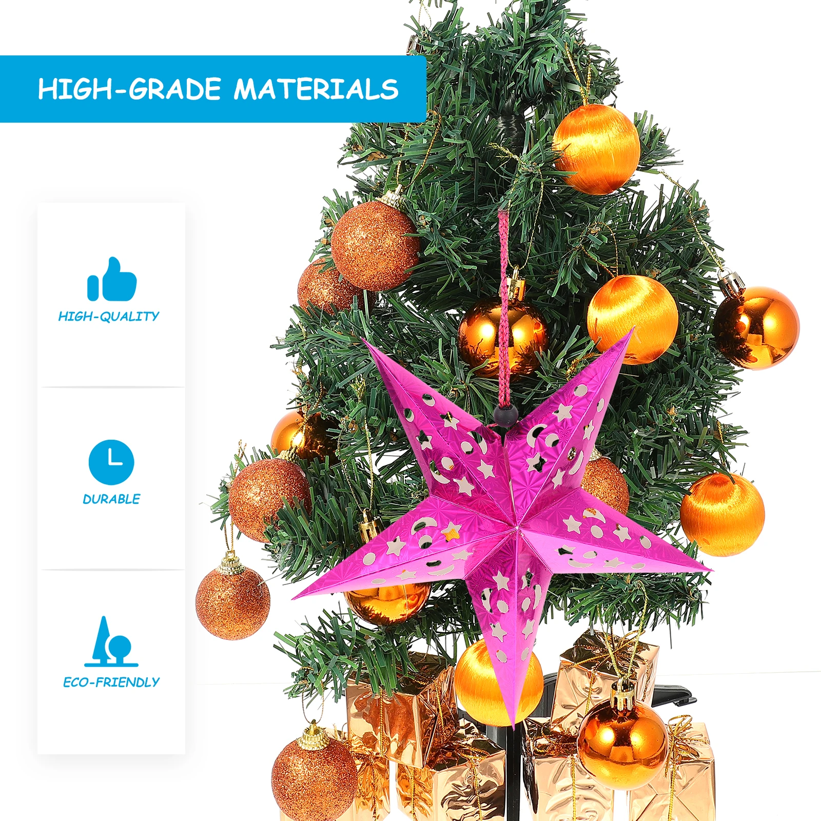 

4Sets Christmas Five-Pointed Star Pendant Lamps Creative Paper Hanging Light Festival Decor Party Scene Ornament
