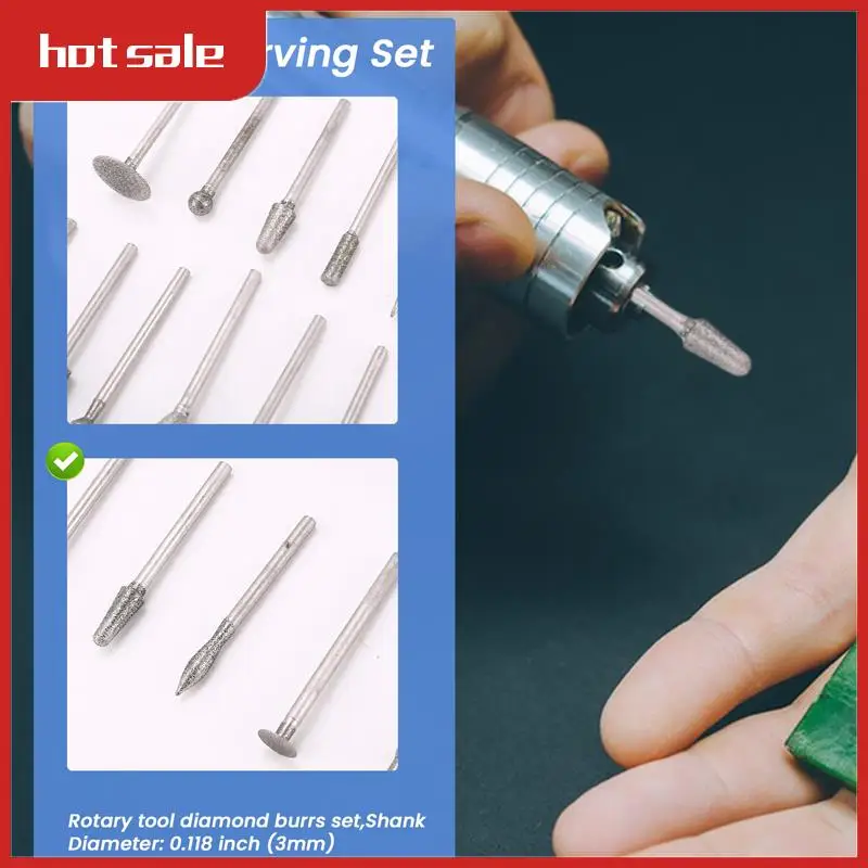 

AT48-Stone Carving Set Diamond Burr Bits,20PCS Polishing Kits Rotary Tools Accessories With 1/8 Inch Shank For Carving
