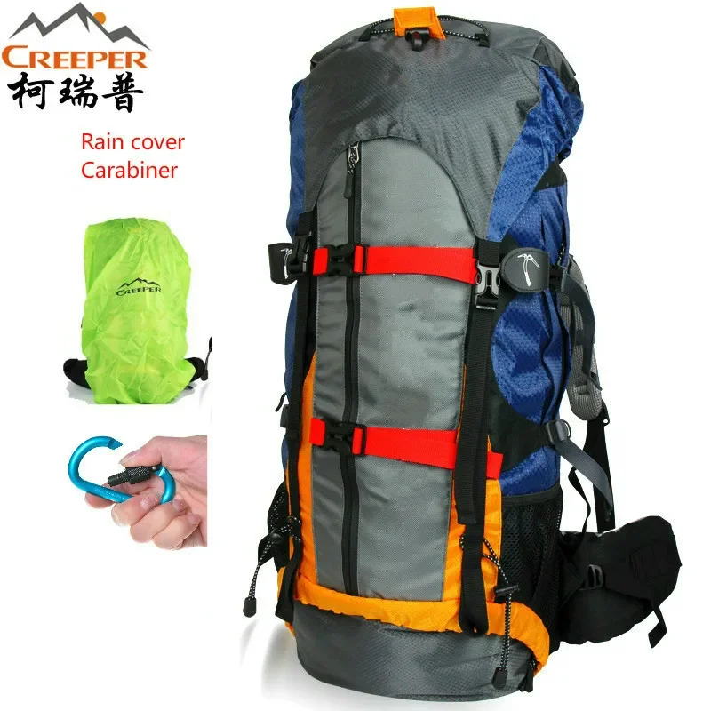 CREEPER New Outdoor Professional Waterproof Camping Backpack Frame Rock Climbing Hiking Backpack Package Big Space 60L 15 colour