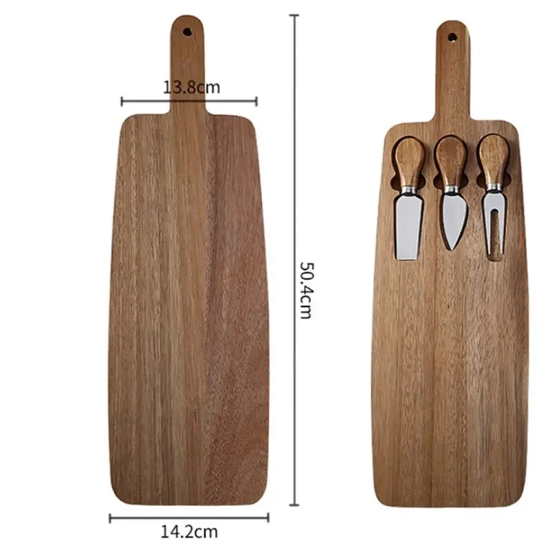 Wooden Cheese Board Set with Knives - Multipurpose Food Tray for Kitchen & Picnic Cooking Utensils