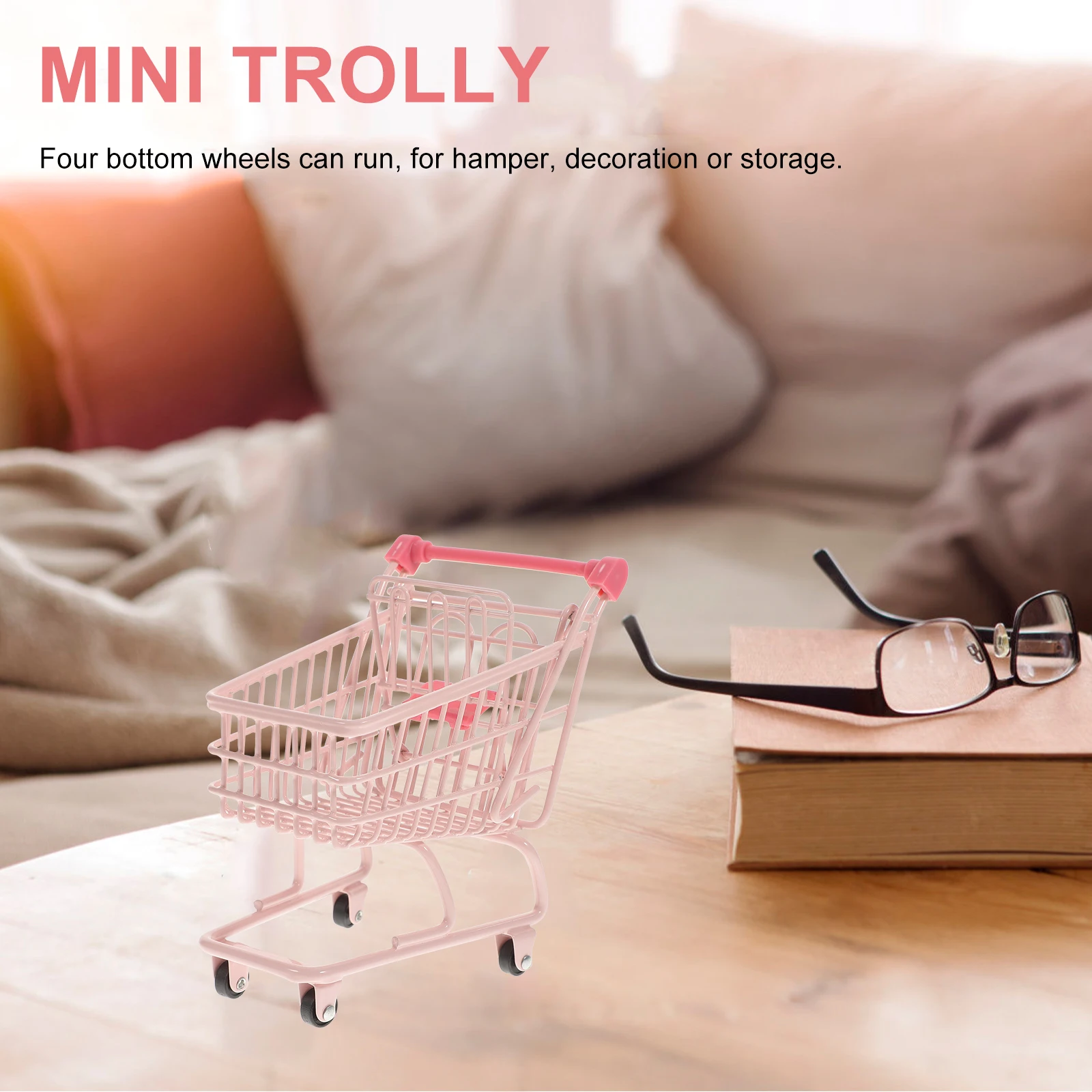 

Trolley Shopping Toy Cart Decoration Desktop Supermarket Miniature Carts Small Child