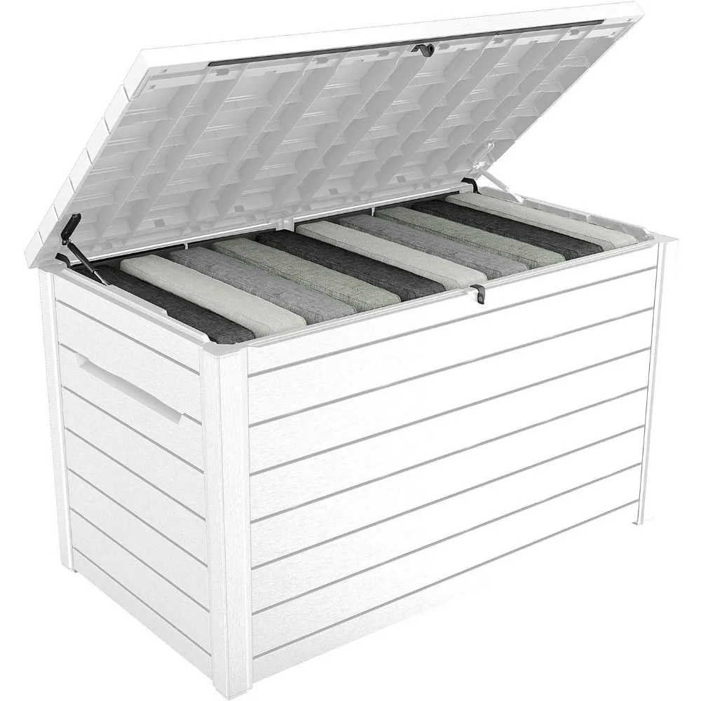 Extra grote opbergdoos voor buitendek van 230 gallon in wit