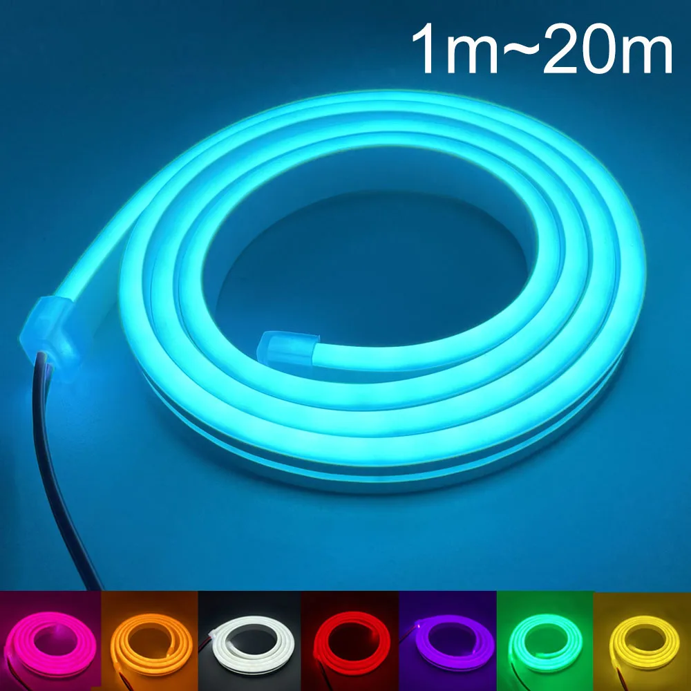 1-20m Elastyczna neonowa taśma LED 12V z bezlutową głowicą SMD2835 120LED/m Taśma świetlna Wodoodporna 6mm DIY Home Decor Party Ściemnialna