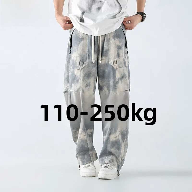 

Летние свободные брюки в американском стиле, окрашенные в американском стиле, широкие повседневные брюки, мужские большие размеры, очень большие свободные брюки, модный бренд
