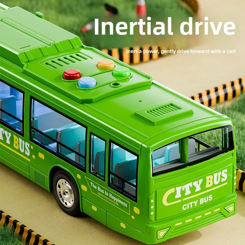 Large Size Light Music Inertia Bus Model Pull Back Cars Simulation Bus High Quality Drop-resistant Educational Toys Gifts