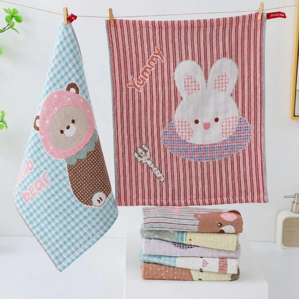 34x40cm Large Hand Towel 4 Layer Cotton Gauze Quick Dry Pure Cotton Dish Cloth Decorative Cartoon Tea Towel
