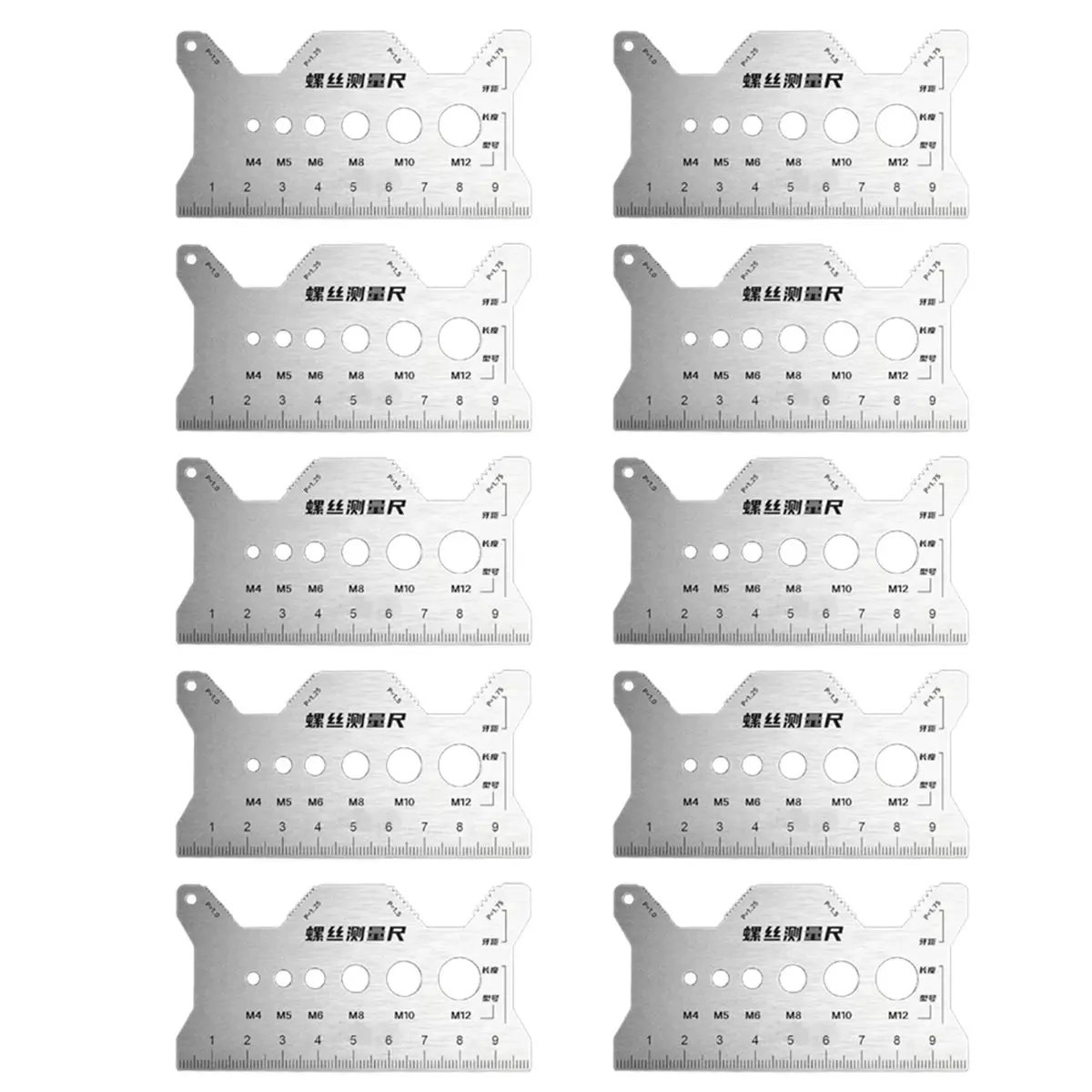 Y299A J~10PCS Measurement Ruler Stainless Steel Caliper Metric Gauge Tool for Measuring Pitch