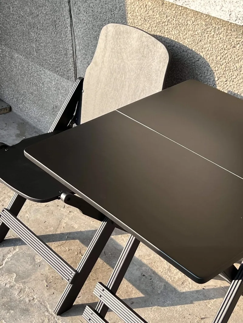 Retro texture black table for photography, portable and simple folding solid wood folding table