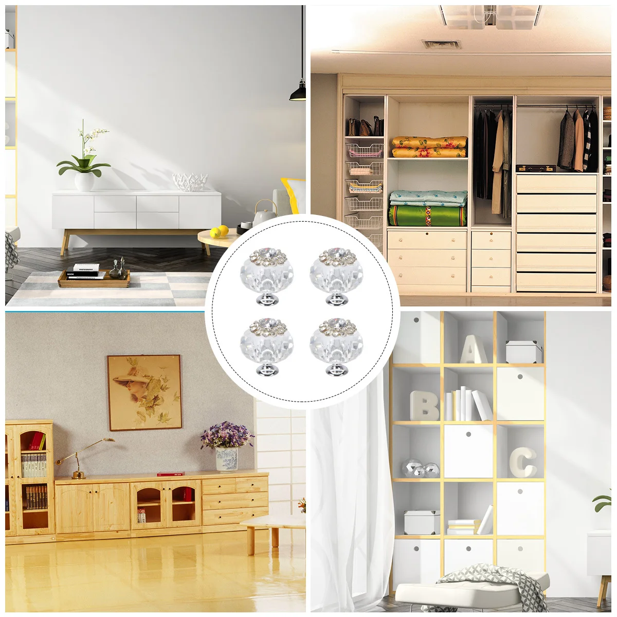 

4Pcs 40Mm Crystal Glass Knobs Drawer Handles Rhinestone Pull for Cabinet Furniture Wardrobe Cupboard Decorative Bronze Cabinet