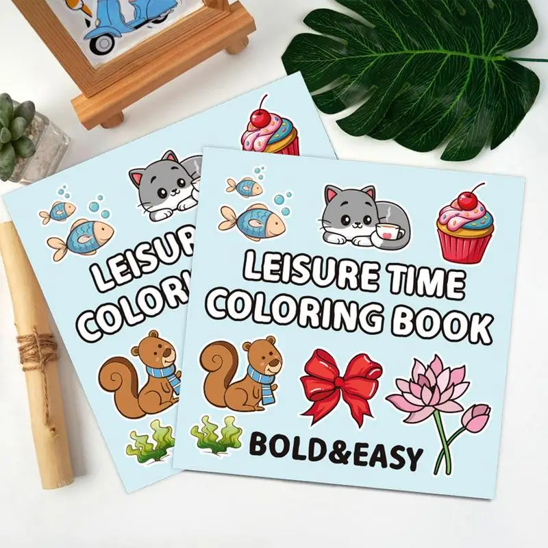 Libro de dibujo de dibujos animados para niños, libros de dibujo de tiempo libre, libro para colorear atrevido y fácil para aliviar el estrés, habilidades de dibujo tempranas