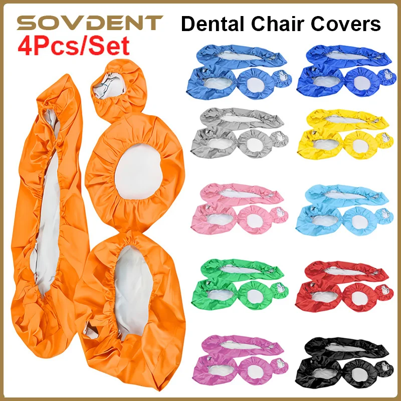 4Piece Waterproof No-Rinse Dental Chair Set Stain-Resistant and Easy To Install Dental Chair Protective Cover Dentist Equipment