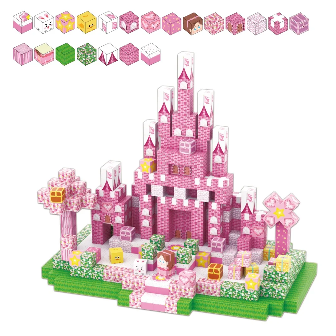 Cherry Blossoms Magnetic Building Blocks Princess Castle Garden STEM Montessori Sensory Magnet Cubes for Toddler Kids Toy