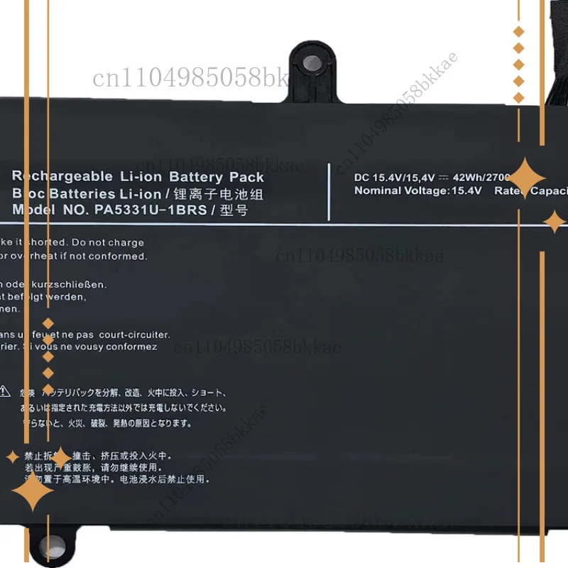 

PA5331U-1BRS 15.4V 42Wh Laptop Battery for Toshiba Dynabook Portege A30-E Tecra A40-e1420 X30l-g-11r PA5331 4ICP4/63/68