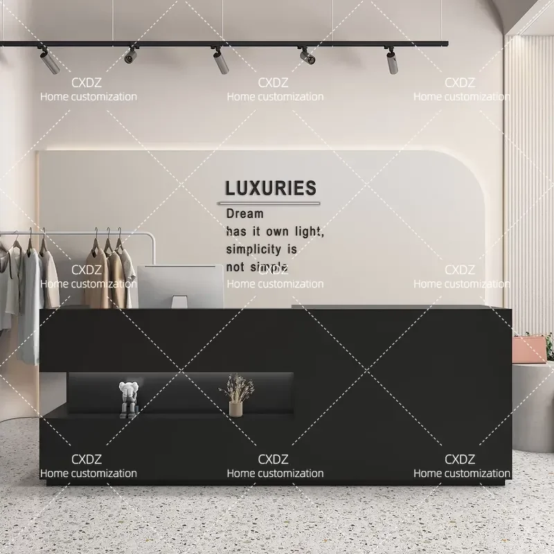 Simple modern clothing store bar table manicure haircut jewelry store checkout page front desk company reception desk