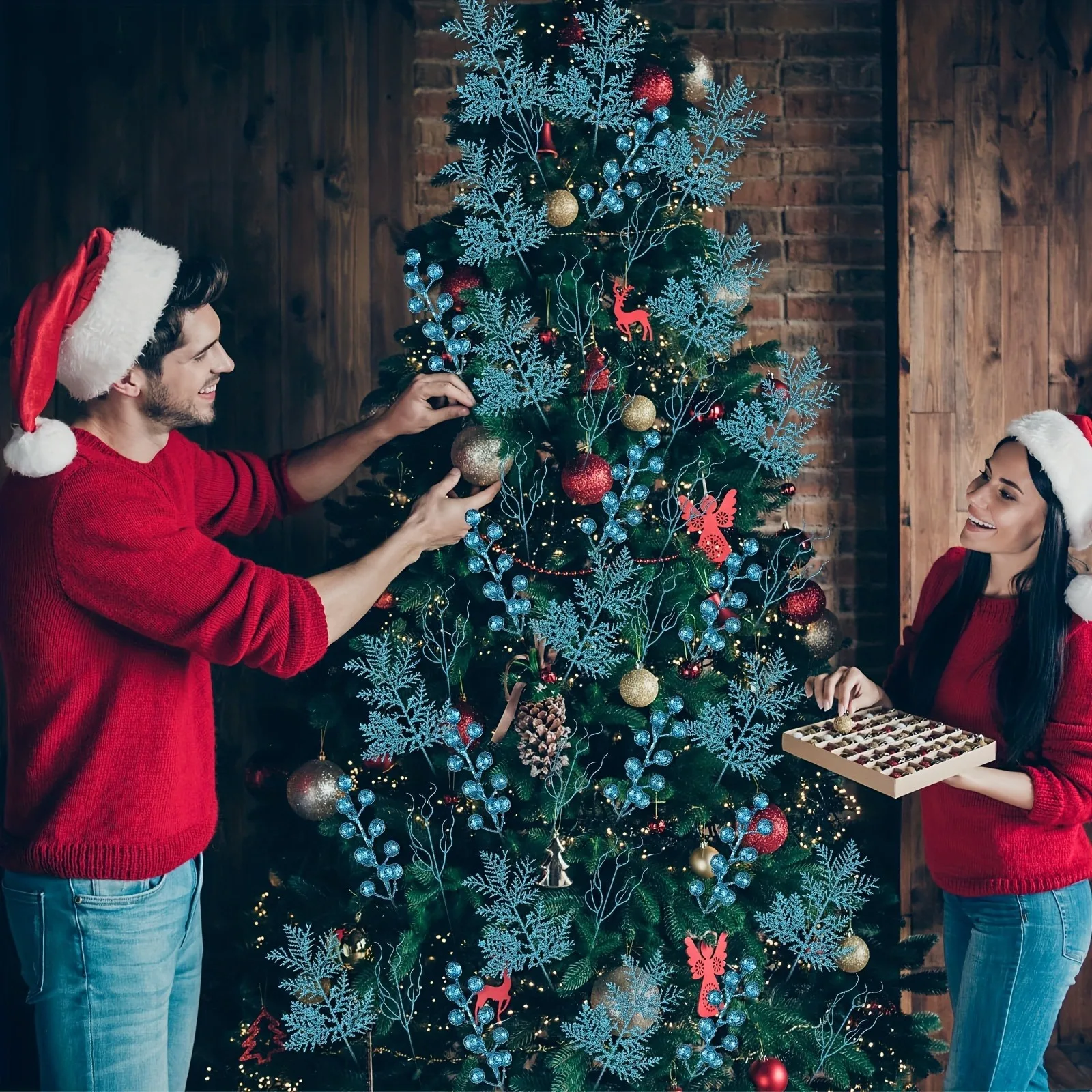 18 Stücke Künstliche Beerenzweig Weihnachtsdekoration Weihnachtsbaum Ornamente für Wohnkultur Navidad Neujahr 2025 Dekor Zubehör – Detail 9