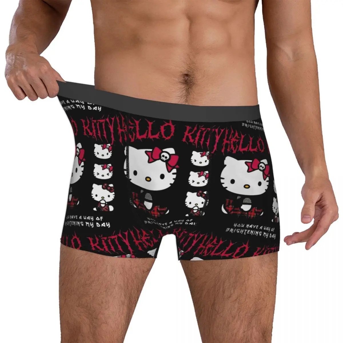 Hello Kitty Halloween Brightening My Day Boxer, Merch Boxers Shorts, Sous-vêtements fantaisie, Boxer Briefs, Gag Soft Quilt Underpants, Man