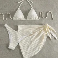 White Sexy 3pieces Micro Bikini 2024 Women Swimsuit Female Swimwear Thong Bikinis Set Brazilian Beach Wear Bathing Suit Biquini