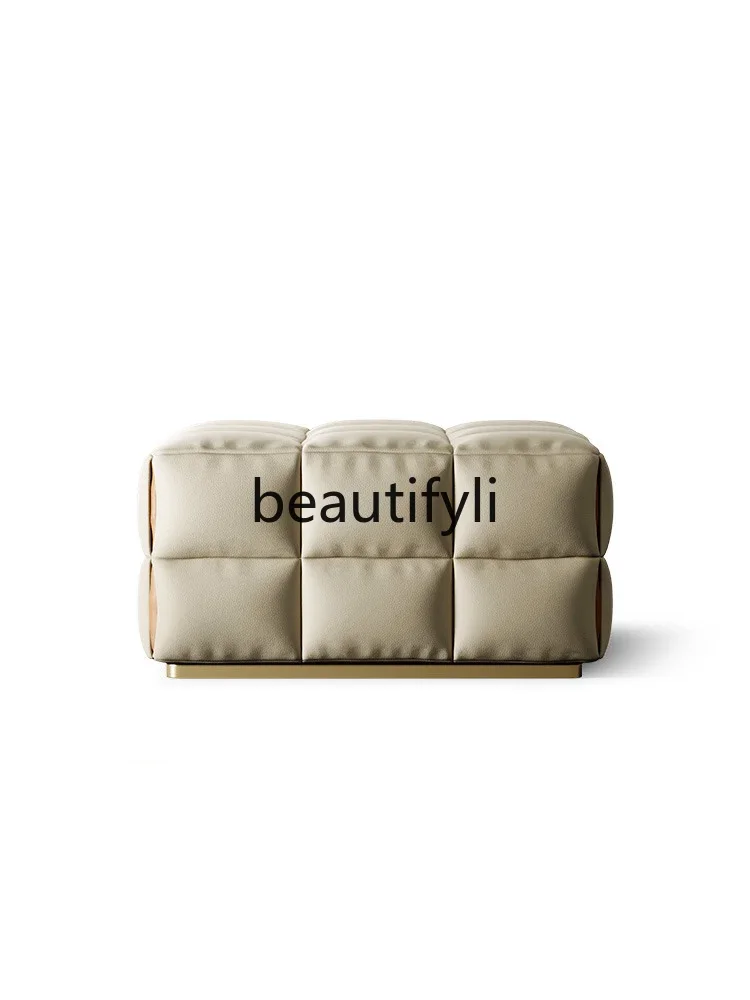 Leather sofa pedal stool, villa living room matching, modern simple sofa module pedal stool