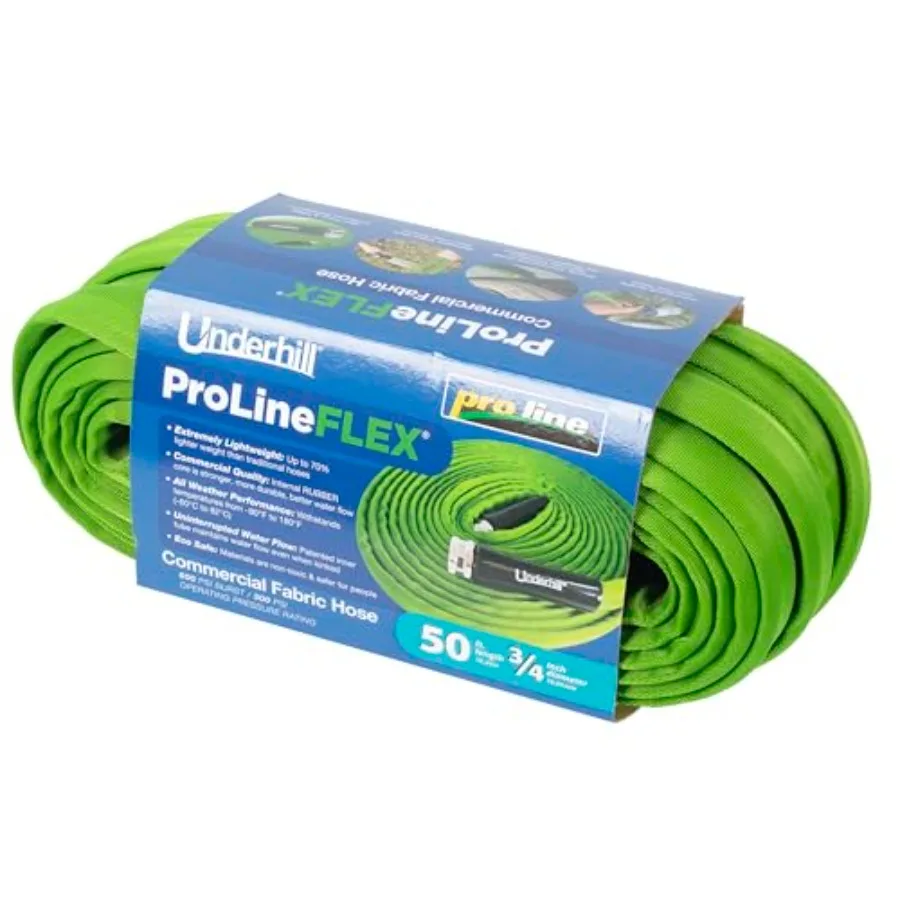 

ProLine Flex Fabric Garden Water Hose with Rubber Core Lightweight and Collapsible Design Aluminum End Fittings Hot Water Safe