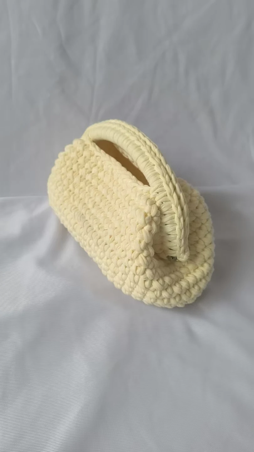 Handgestrickte Modische Clutch-Tasche für Damen, Makronen-Bonbonfarbene Gestreifte Leinen-Webe-Umhängetasche – Detail 4
