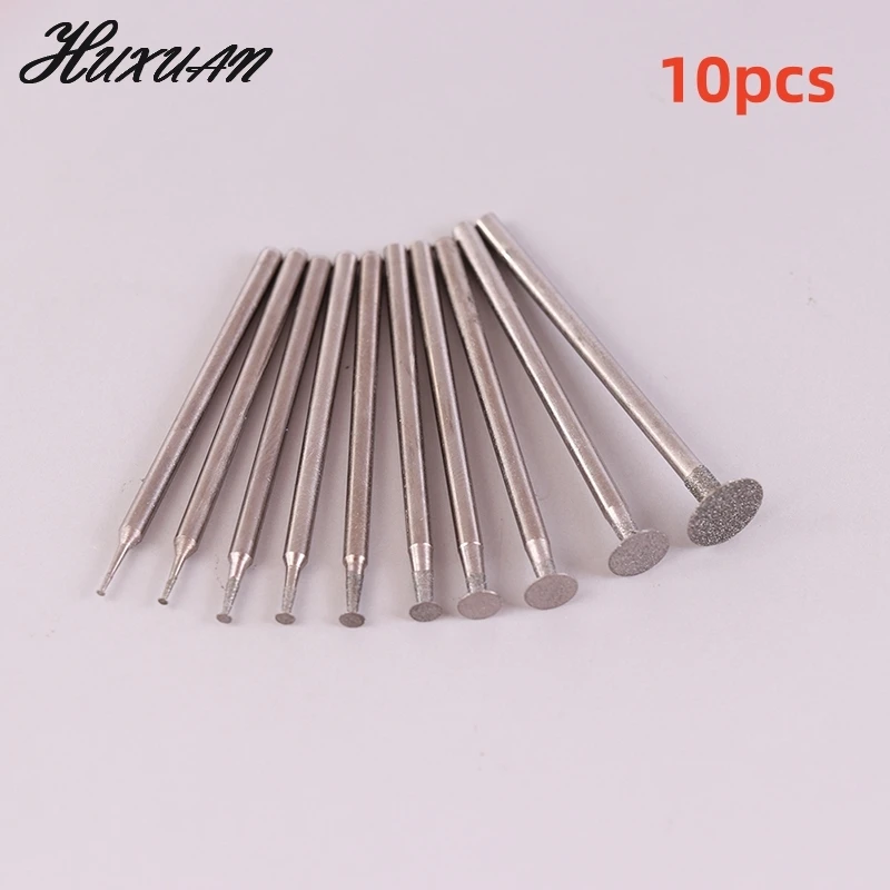 

10Pcs Accesories 2.35mm Shank Diamond Mounted Point Grinding Head Stone Jade Carving Polishing Engraving Tools