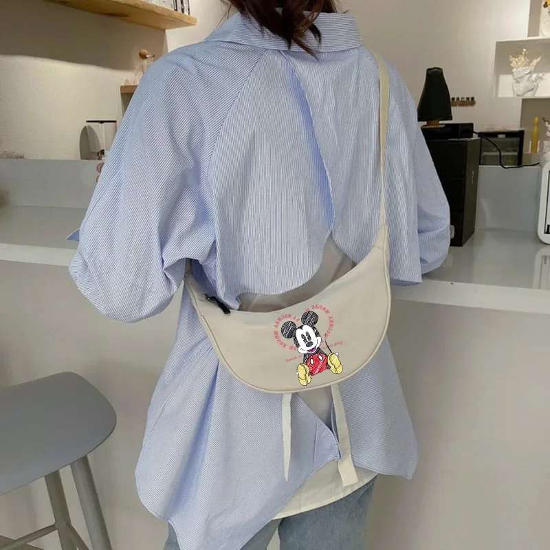 Disney Mickey Mouse Nylon Hobos Crossbody Bag Women Shoulder Bags Large Capacity Tote Lady Travel Shopper Bag Female Purses