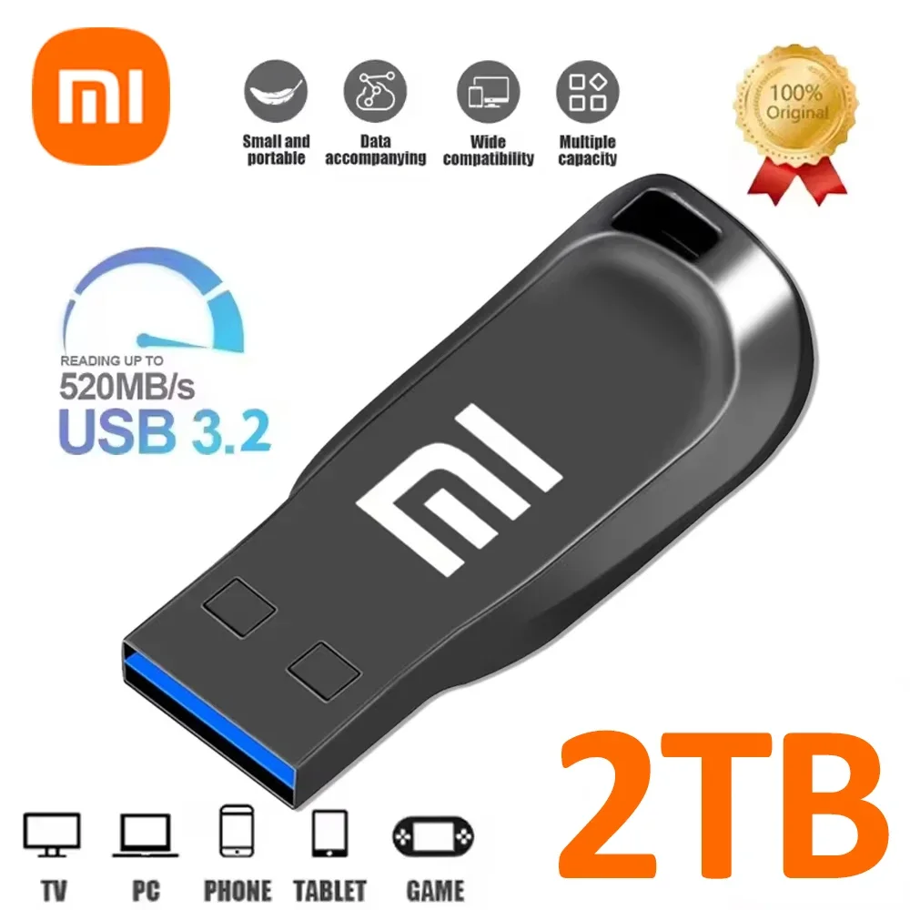 

Xiaomi 3.2 USB 2TB Flash Mini High Speed ​​Metal Pendrive Unit 1TB 512GB Memory Stick Portable Waterproof Memory or Disco