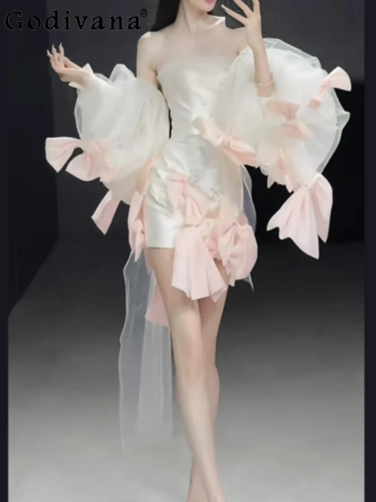 

2026 New Temperament French Sweet Satin Bridal Wedding Dress Fashion High Waist A-line White Slash Neck Bow Princess Dresses