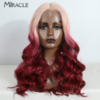 MIRACLE 22'' Synthetic Lace Front Wig for Women Short Wavy Lace Wigs Deep Wave Cosplay Fake Hair Heat Resistant Lace Frontal Wig