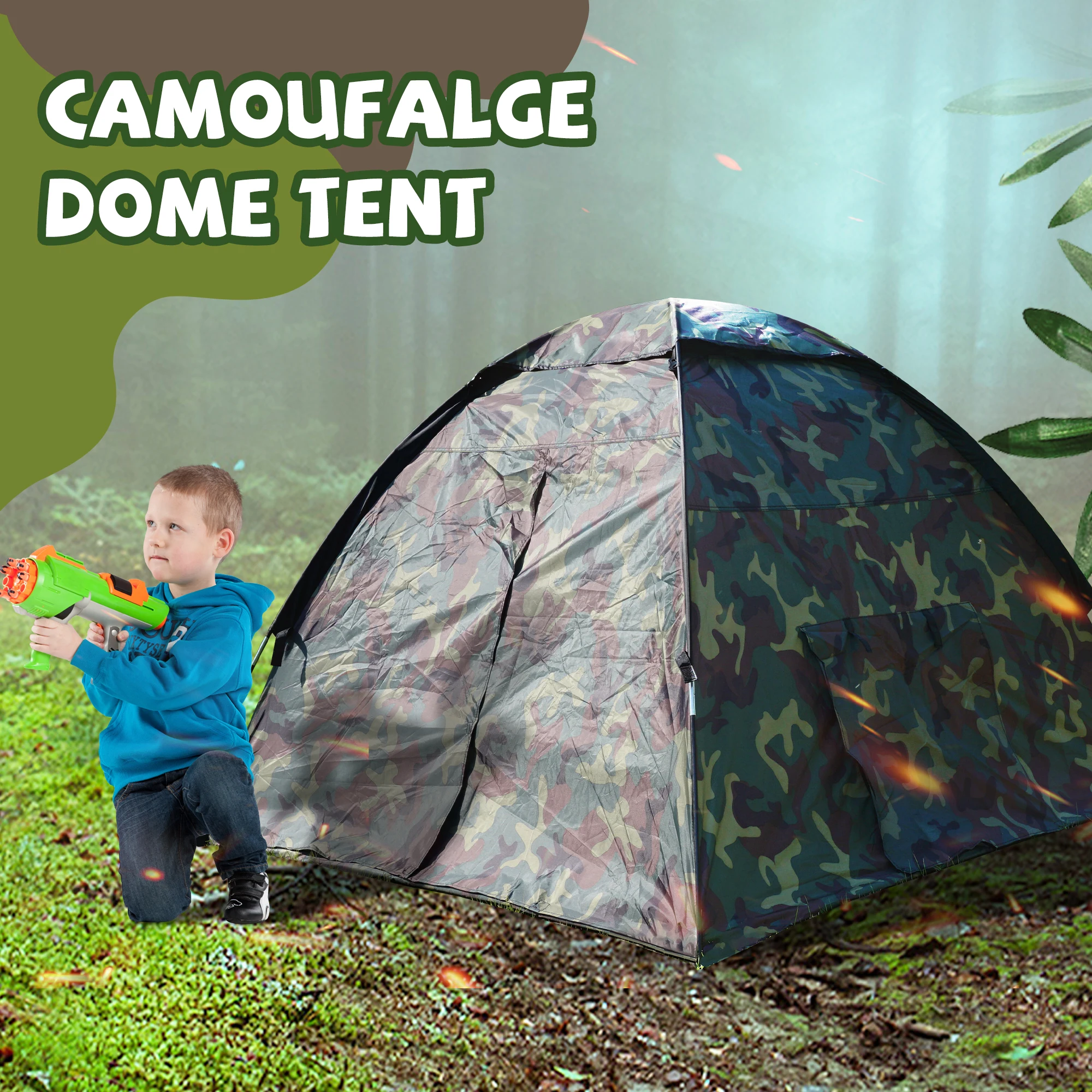 NARMAY Tente pour enfants, pour jeu en intérieur/extérieur, 152 x 152 x 111 cm, Motif camouflage