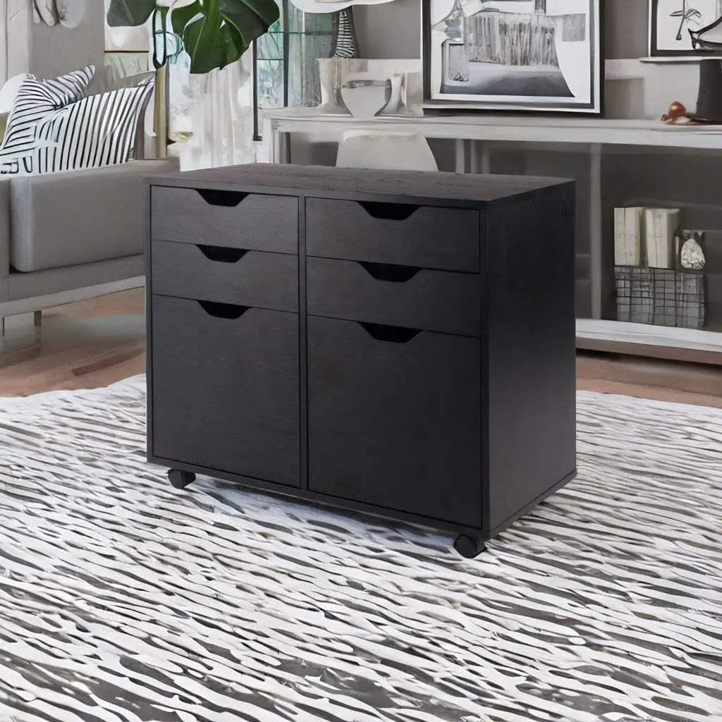 

2-Section Mobile Storage Cabinet Wood Rolling Organizer for Home Office Office, Customized