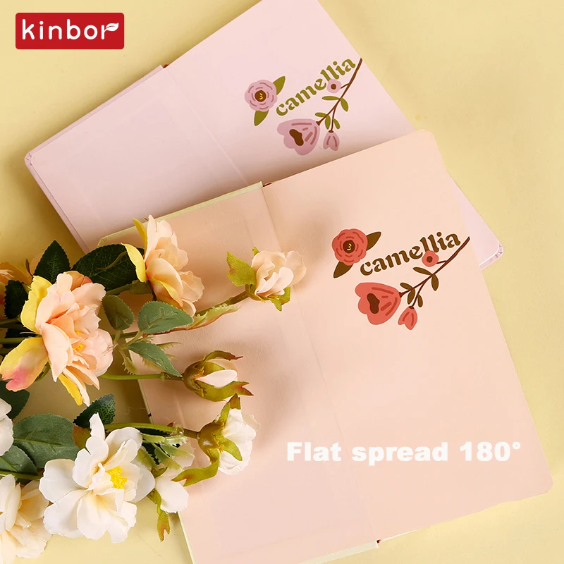Kinbor Journal Week Planner, Kawaai Sakura/Camellia Pocket Notebook for Work Home Office ๋จ์ด์ฅ, Self-discipline Organizer Agenda
