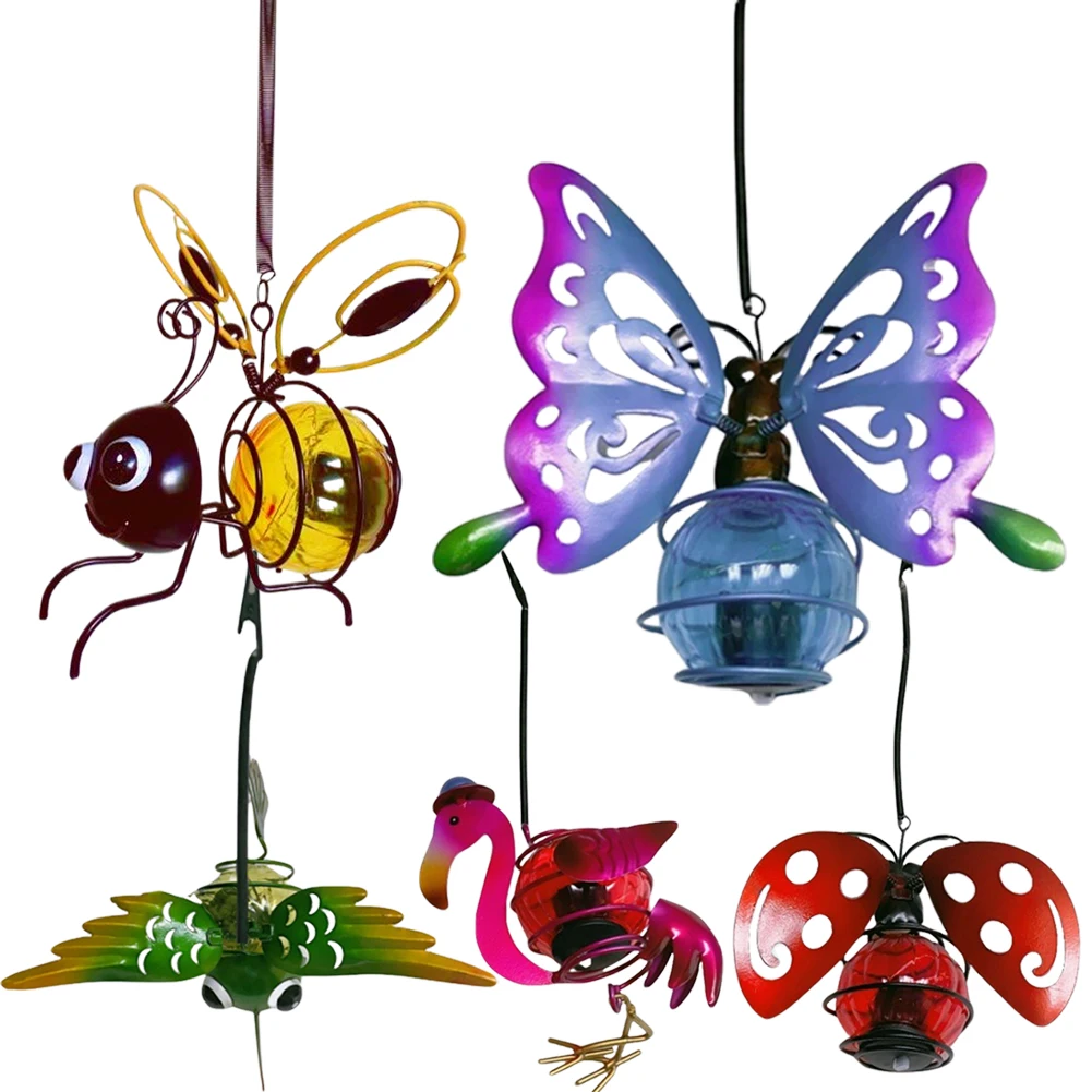 LED Cute Statue Ornament Lamp Solar Powered Painted Iron Art Crafts Light IP44 Waterproof Yard Balcony Porch Garden Decoration