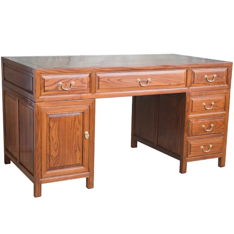 

Pure solid wood, full tenon and mortise, modern, Chinese style, log, desk, writing desk
