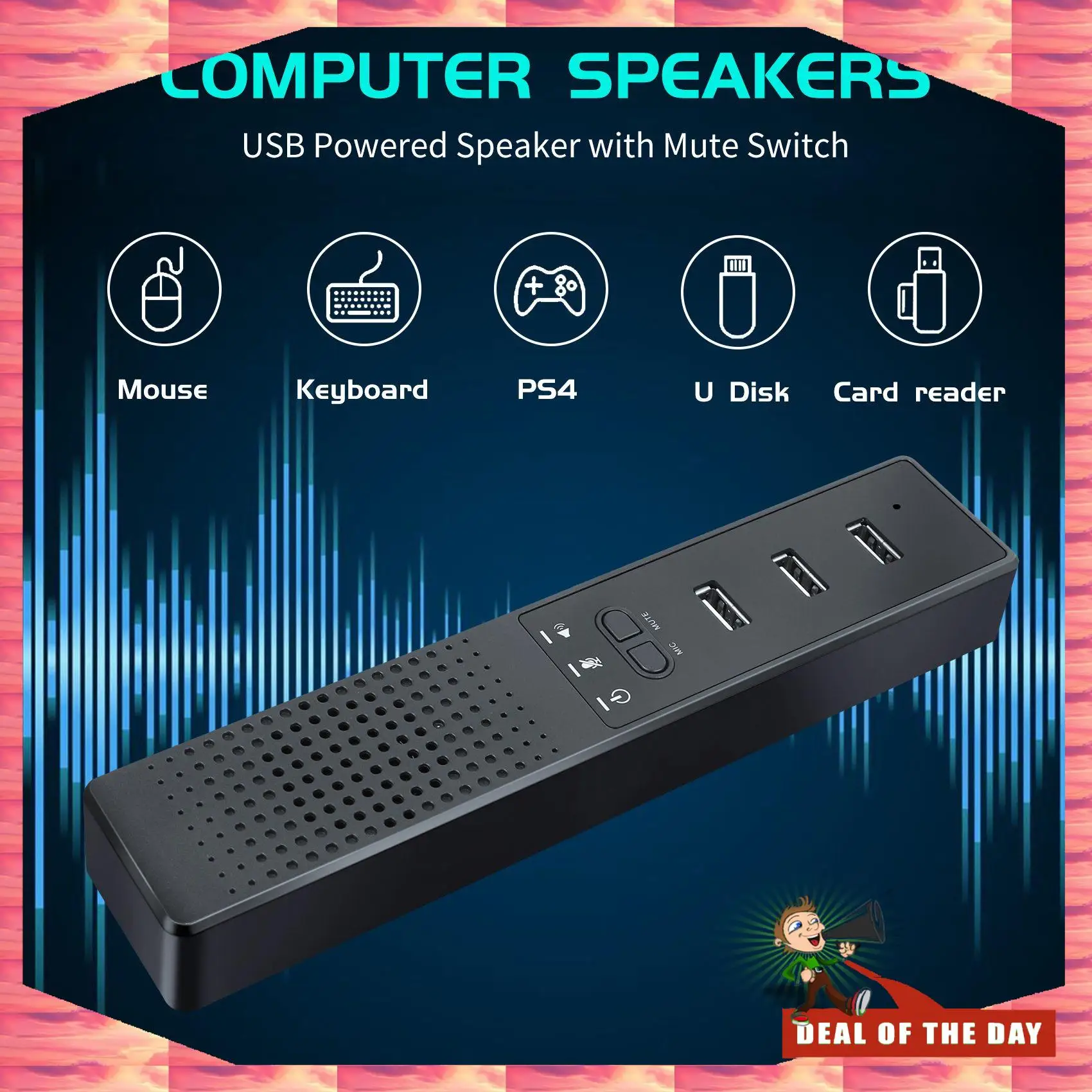 Consegna in 24 ore Altoparlanti per computer 3 in 1 con microfono e hub Altoparlante per conferenze USB, microfono per PC per videoconferenze