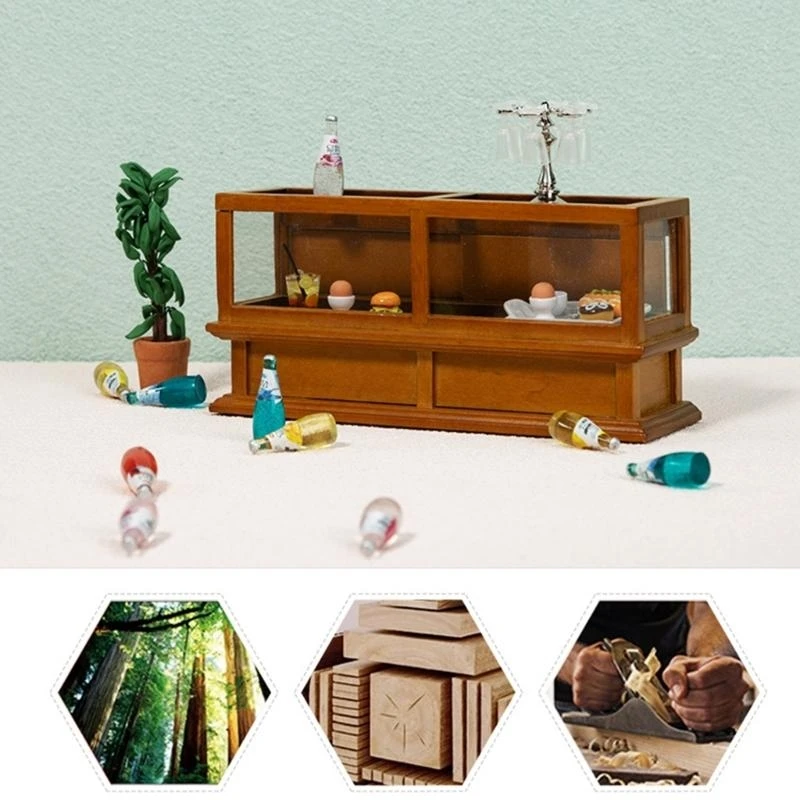 Y4QA Mini Dollhouse Exibir armário crianças Exibir prateleira Móveis brinquedo Móveis armazenamento armazenamento