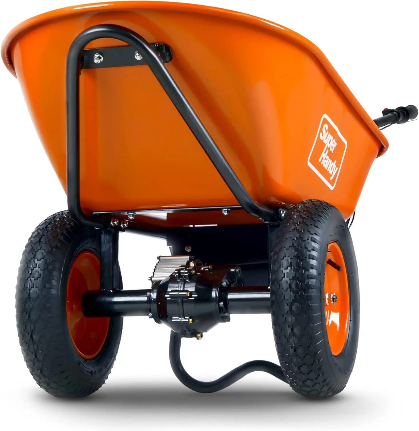 Electric Wheelbarrow 48V 2Ah Li Ion Battery 330 lbs Capacity 4 Cu.Ft Steel Powder Coated Tub Material Debris Hauler Utility Cart