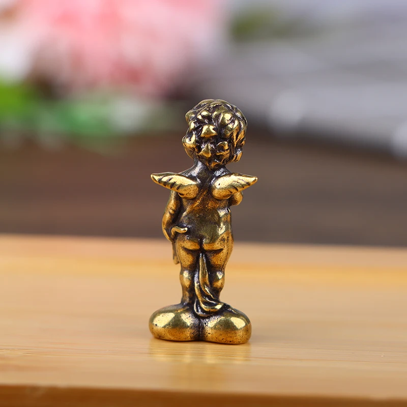 1Pc Retro Copper God Of Love Cupid Statue Small Ornaments Copper Angel Figurines Desktop Decorations Home Decor Accessories