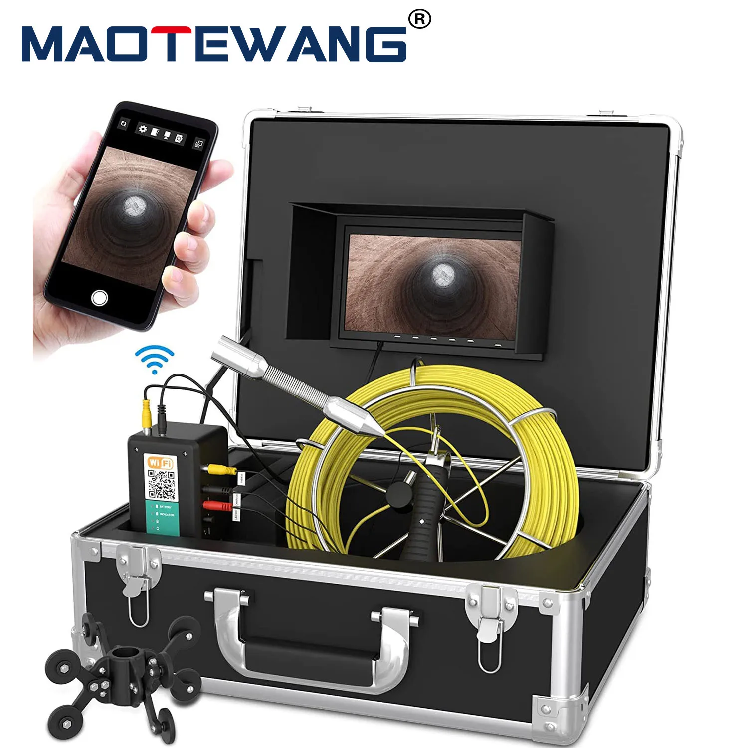 

MAOTEWANG 7inch Monitor 20/50/30M WiFi Pipe Inspection Video Camera,23MM Drain Sewer Pipeline Industrial Endoscope Camera