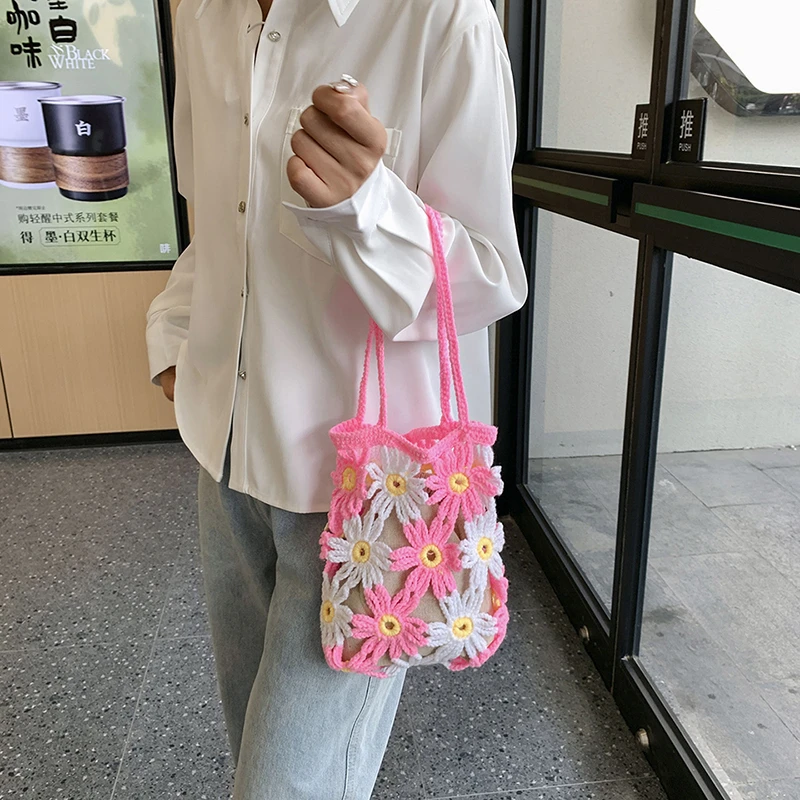 الجانب الأيسر تصميم نسج الحياكة زهرة نسج حقيبة كتف 2025 الاتجاه الجديد مطرز حقيبة كروسبودي حقائب السفر والمحافظ #2