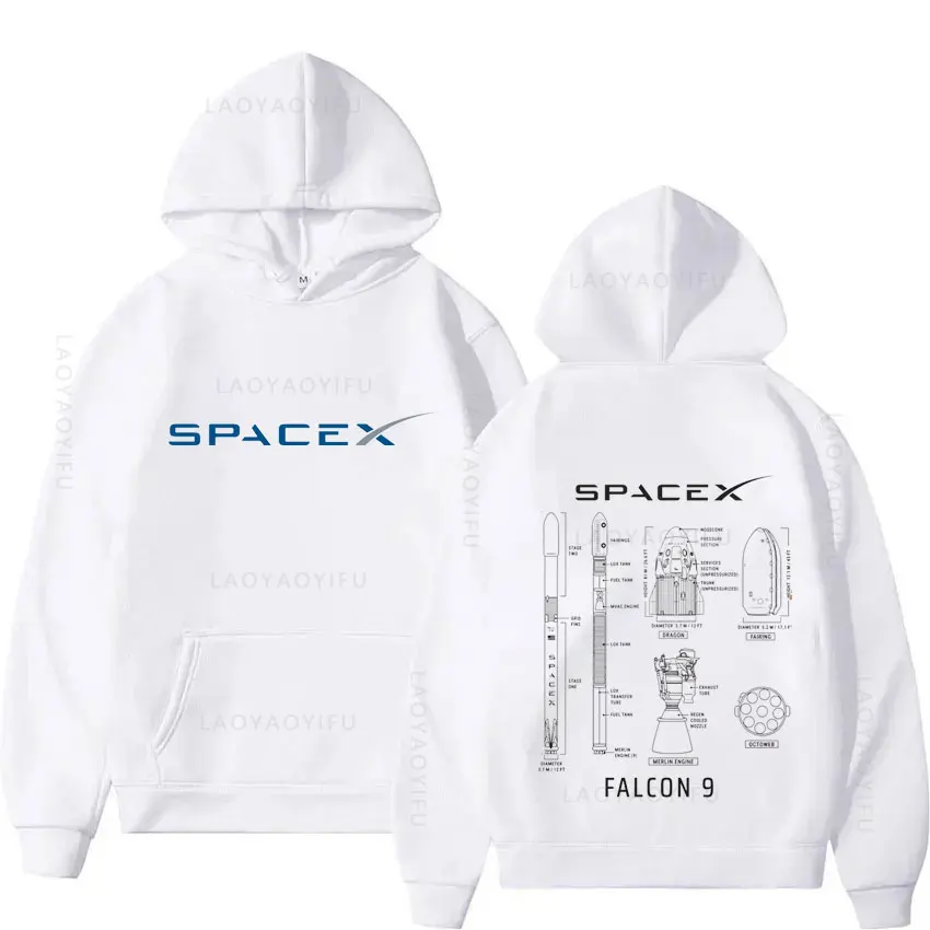 SpaceX Starship Blueprint Theme New Hoodies and Sweatshirts Hoody Graphic Men Hoodie Hooded Shirt Y2k Pullovers & Men\'s Clothing