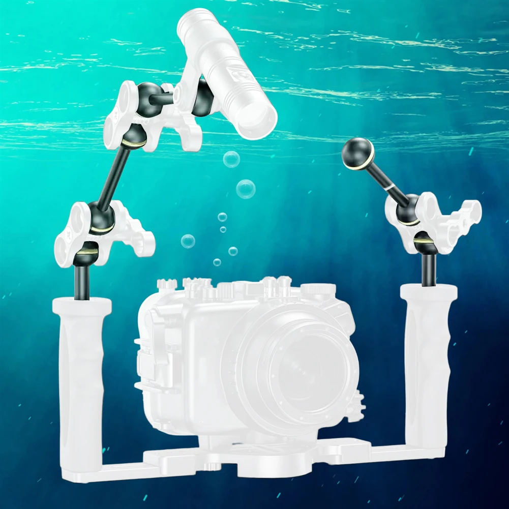

Underwater Diving Photography Lamp Rod Flashlight Holder Aluminum Alloy Double Ball Head Extended Pole Water Sports Accessories