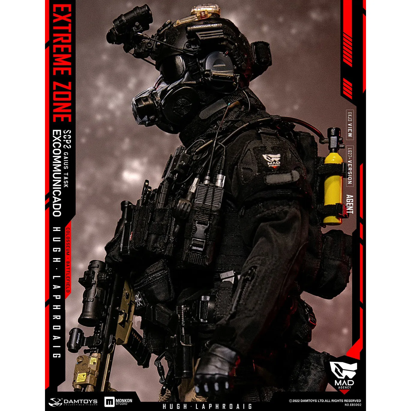 DAMTOYS EBS002 1/6 Scale EXTREME ZONE Agent HUGH LAPHROAIG Collectible Figure Specifications